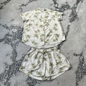 Piyama‎ Maggie Short Sleeve Pajama Set Womens Sz S Vintage Palm Print